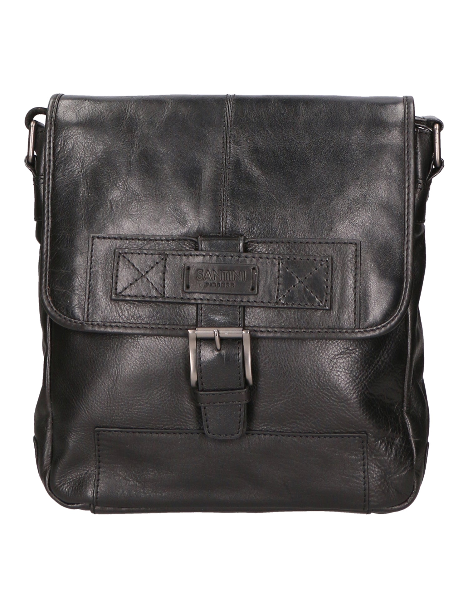 Borsa a tracolla unisex vera pelle 100% pelle SN5861547-BLACK Santini Firenze