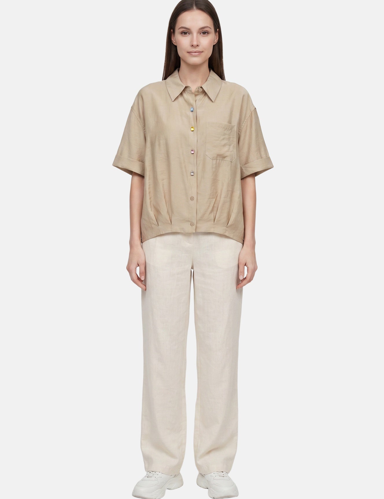 Blusa in 86 Lyocell 14 Poliestere Beige