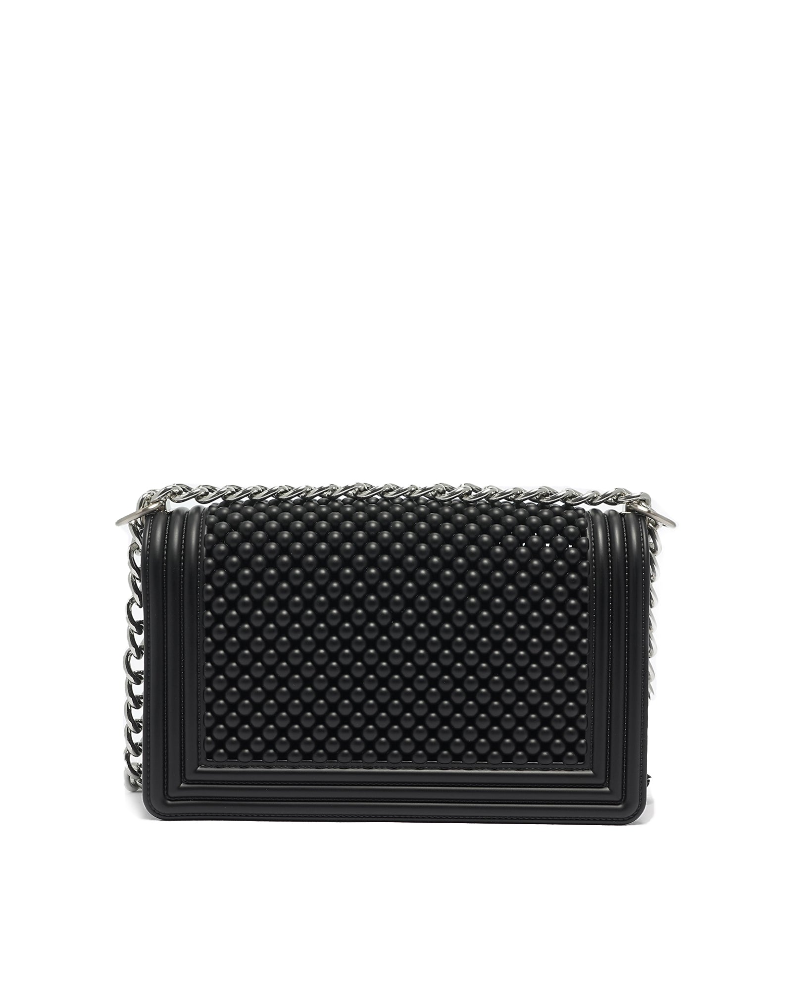 Borsa a mano da donna 100% Pvc FLAT M BALL-BLACK + SILVER Marc Ellis