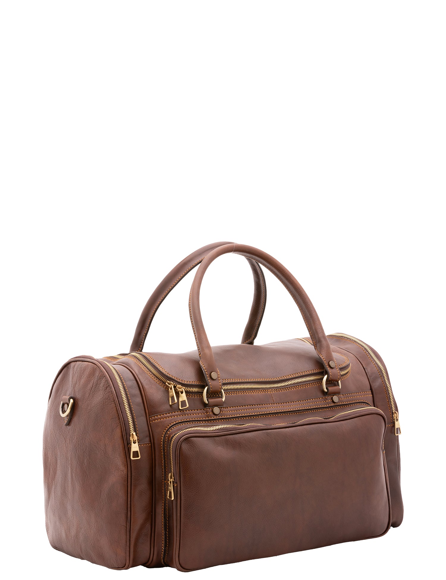 Borsa da viaggio unisex in vera pelle 100% cotone 4045-TESTA DI MORO Alessia Firenze