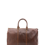 Borsa da viaggio unisex vera pelle 100% cotone 4546-TESTA DI MORO Alessia Firenze