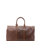 Borsa da viaggio unisex vera pelle 100% cotone 4546-TESTA DI MORO Alessia Firenze
