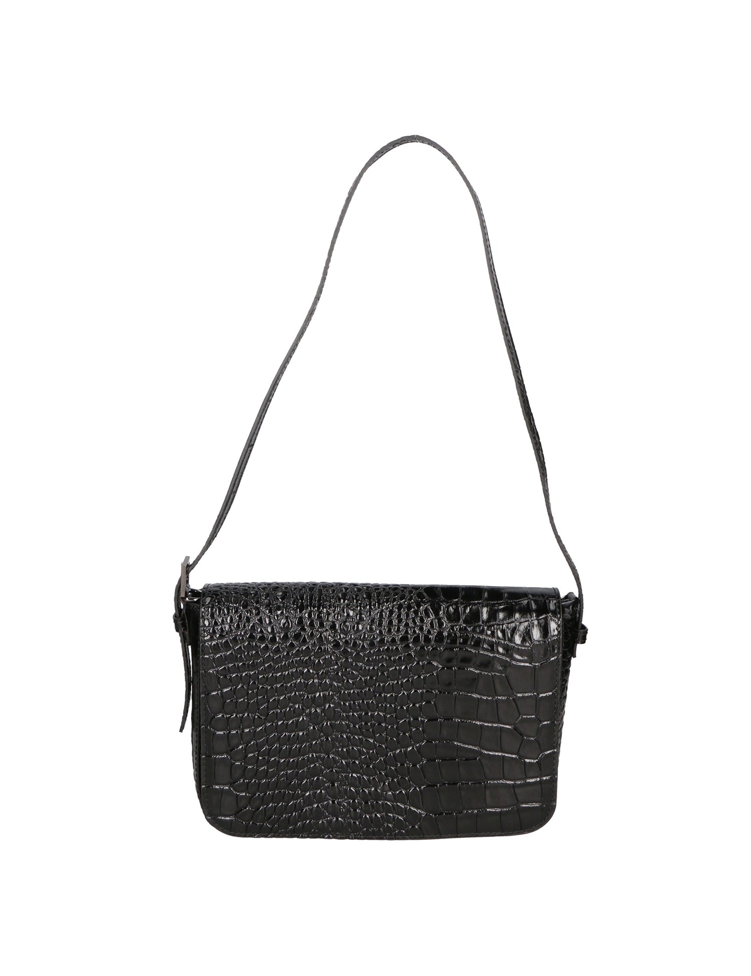 Azzurra Borsa a spalla da donna Vera pelle croco 05699-C28 NERO Gave Lux