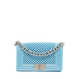 Borsa a mano da donna 100% Pvc FLAT S BALL-NORSE BLUE + OFF SILVER Marc Ellis