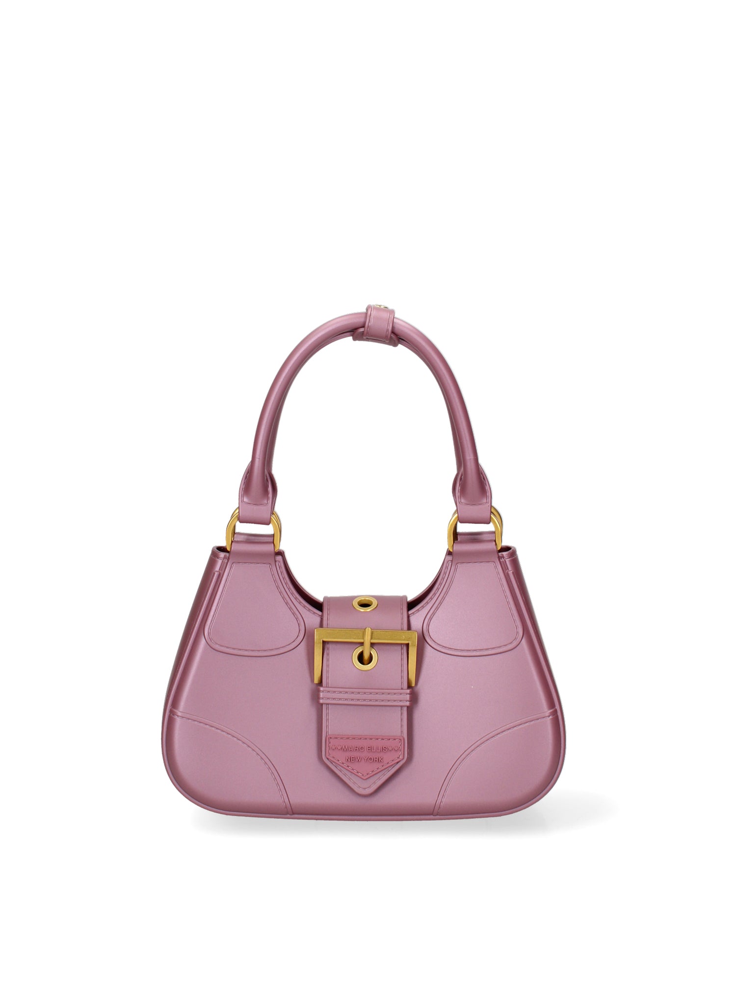 Borsa a mano da donna 100% PVC FLAT-CIRCLE-DARK MAUVE - LIGHT OTTONE Marc Ellis