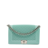 Borsa a mano da donna 100% Pvc FLAT M BALL-VERDE ACQUA + SILVER Marc Ellis