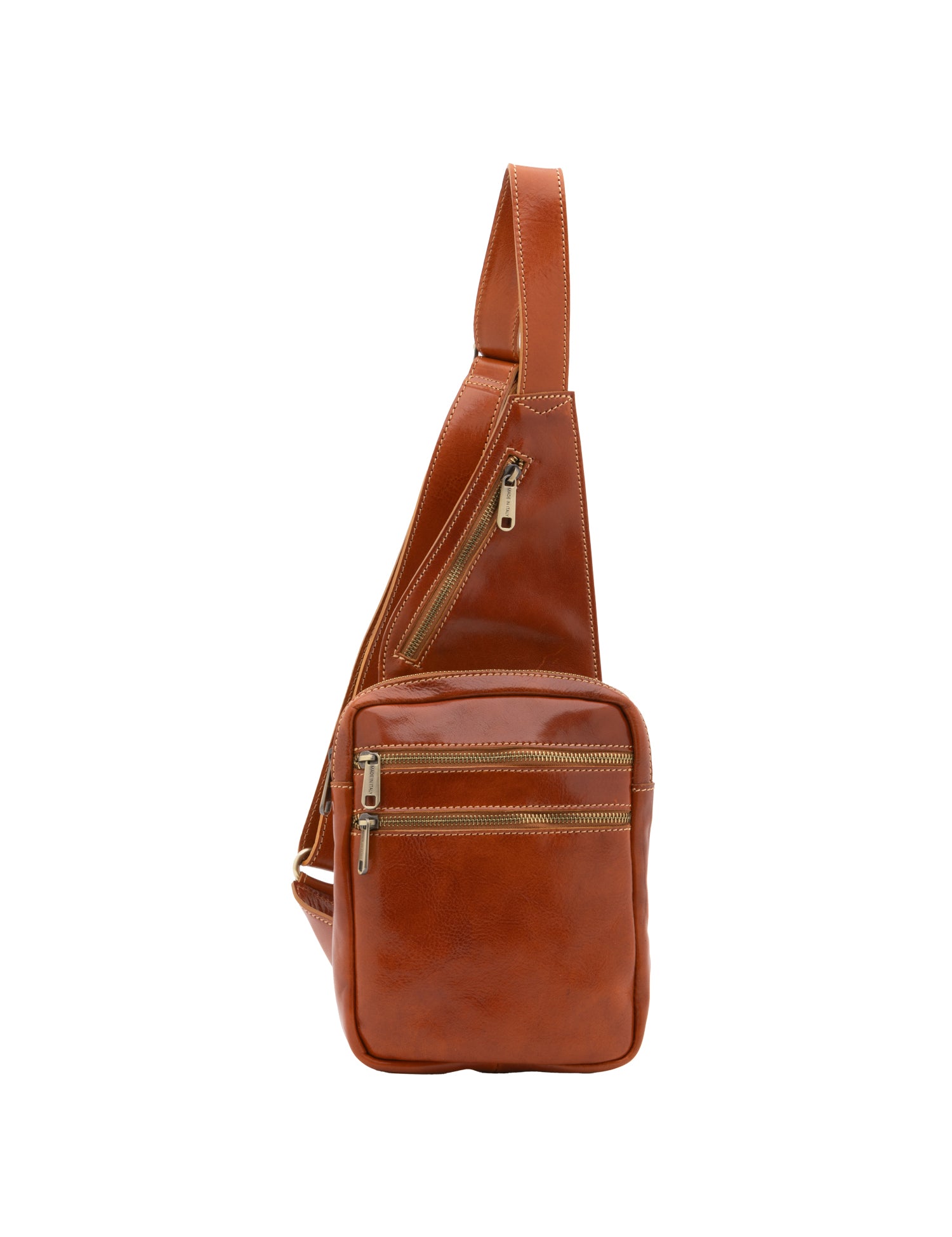 Borsa a tracolla uomo in vera pelle Made in Italy 5505-Cognac I Fratelli
