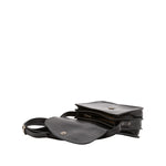 Borsa a tracolla da donna 100% pelle 5515-Nero I Fratelli