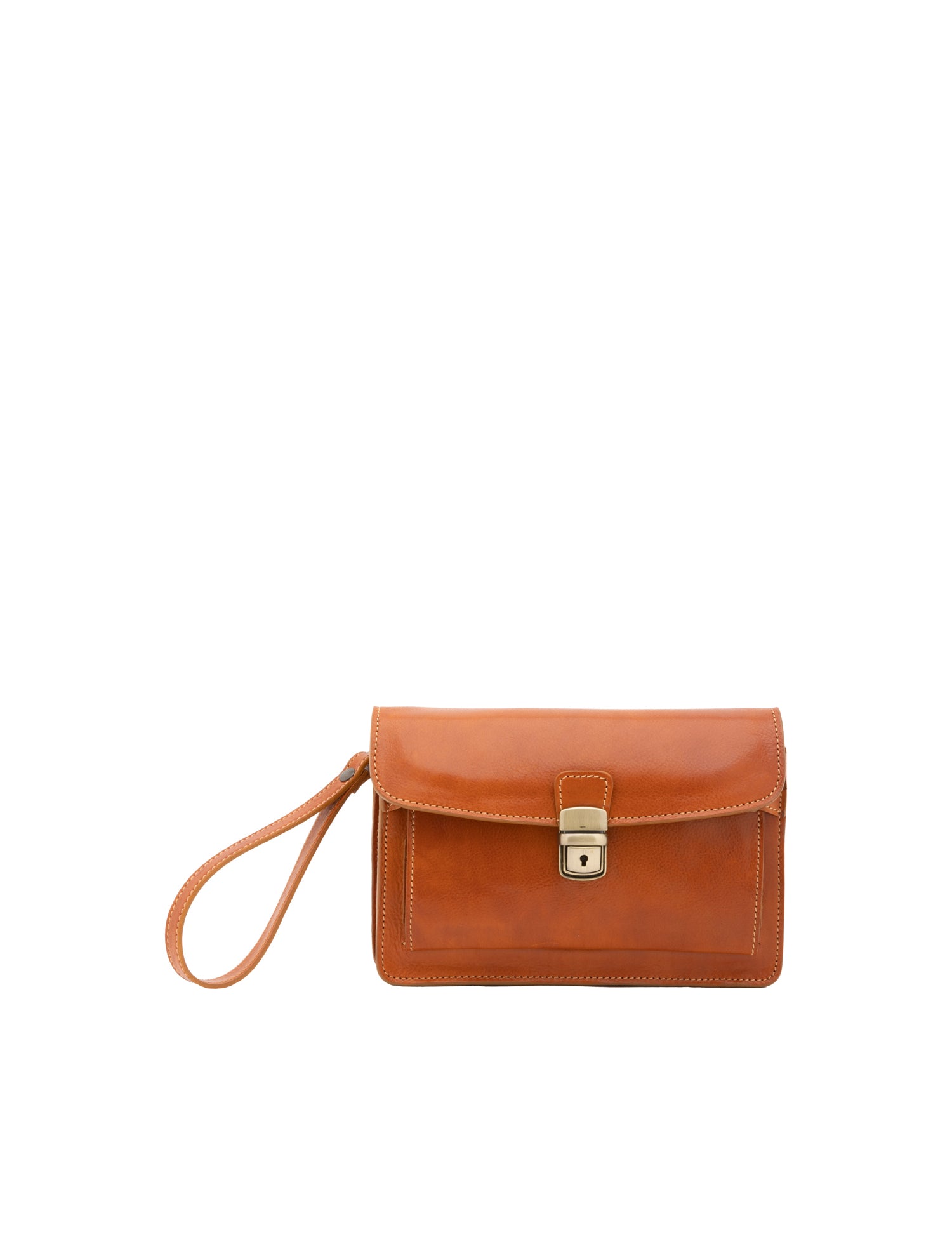 Borsa a mano da uomo in vera pelle 100% pelle 5517-Cognac I Fratelli