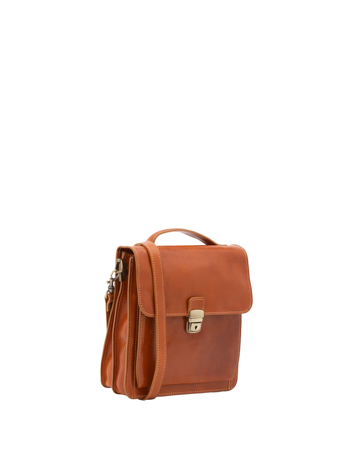 Borsa a tracolla uomo in vera pelle Made in Italy 5518-Cognac I Fratelli