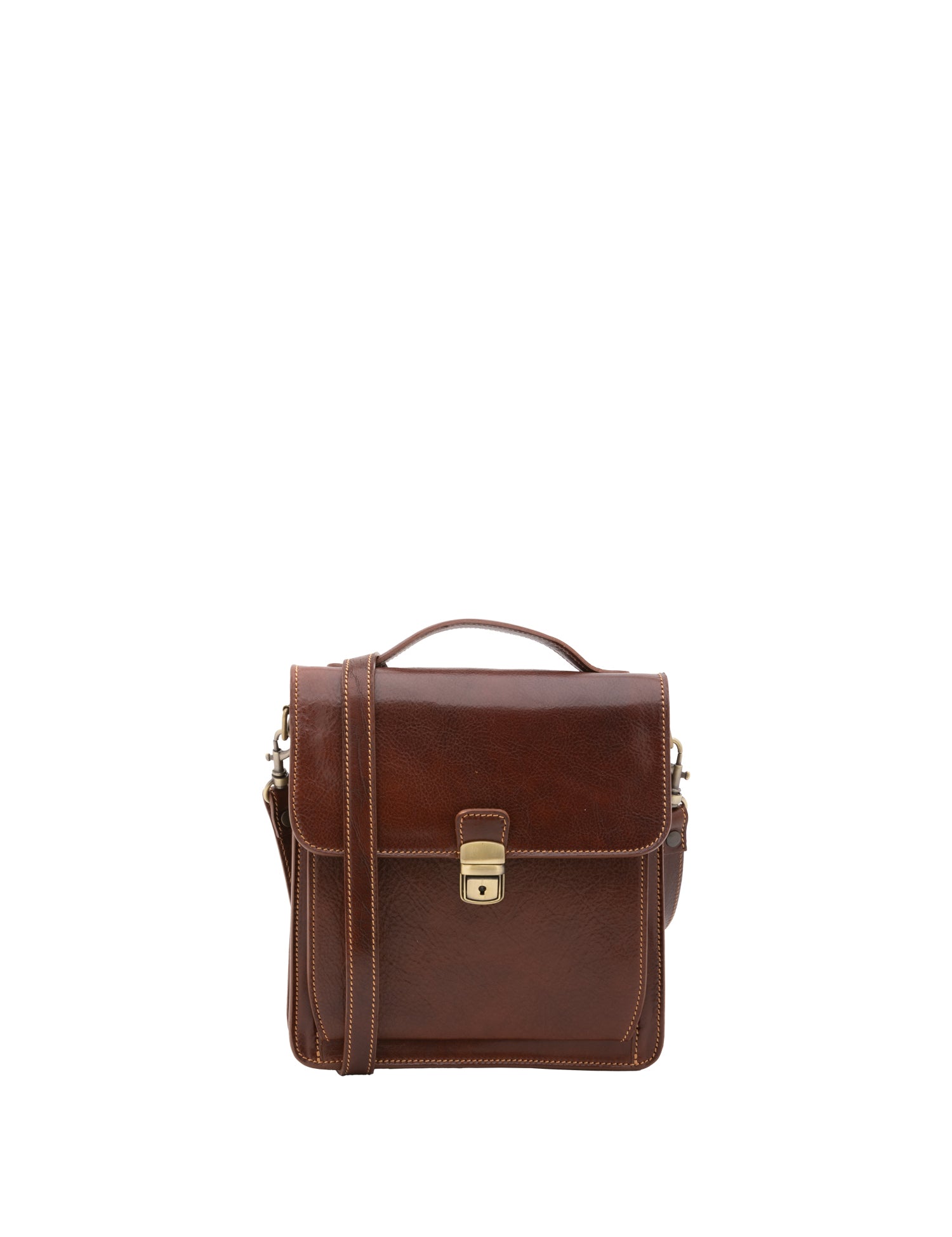 Borsa a tracolla uomo in vera pelle Made in Italy 5518-Marrone I Fratelli