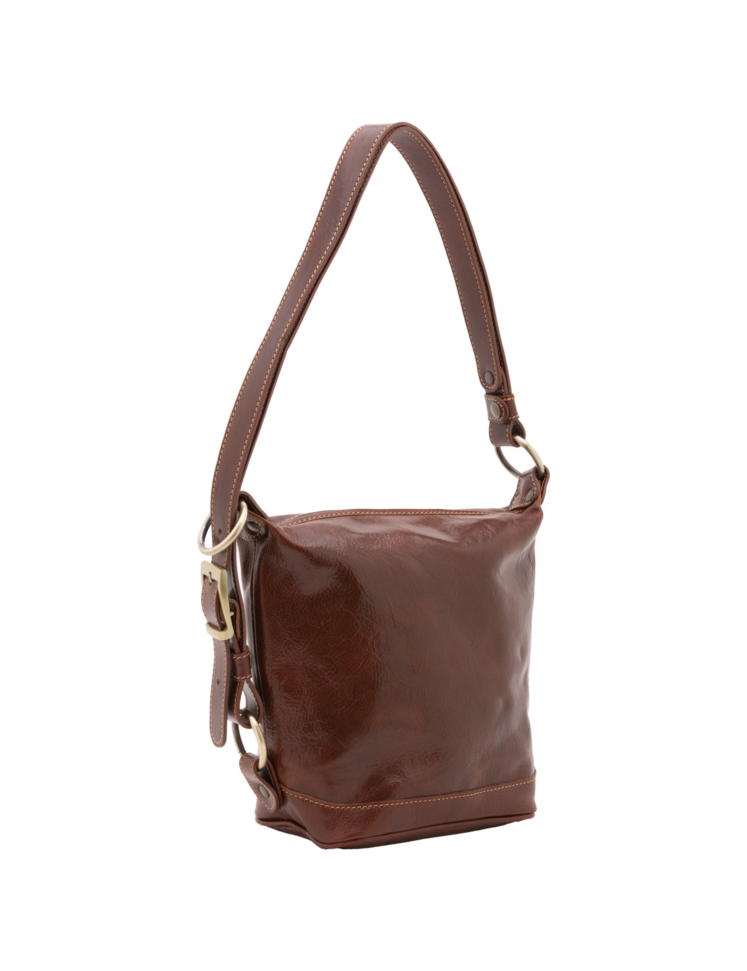 Borsa a secchiello da donna Vera pelle 5527-Marrone I Fratelli