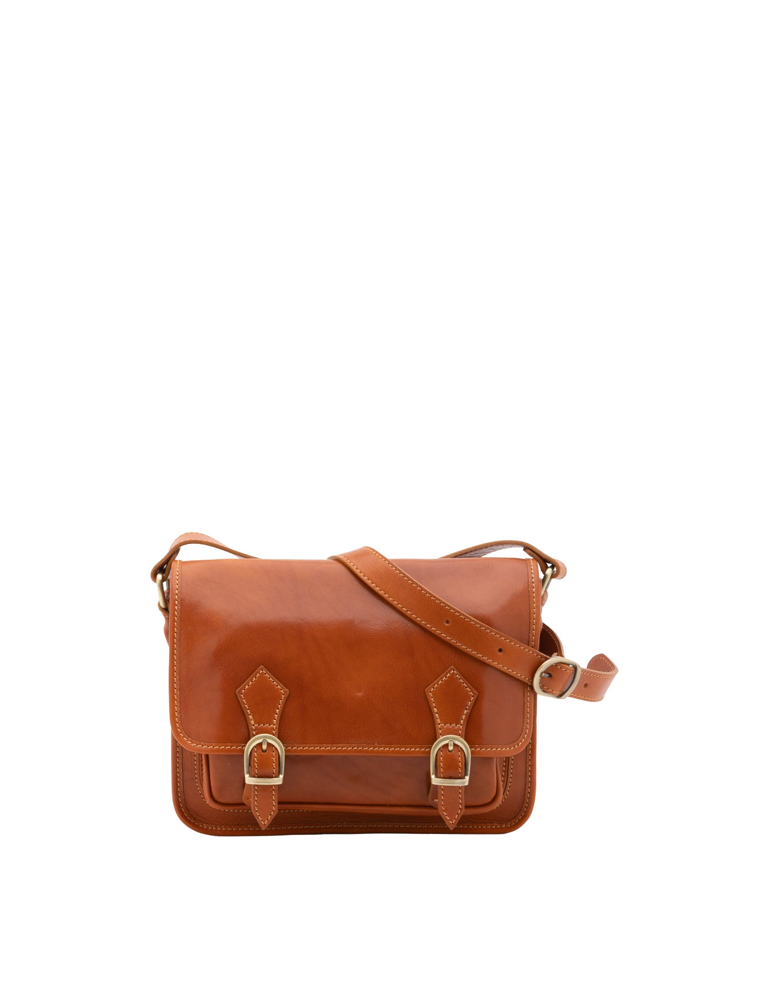 Borsa a tracolla da donna 100% vera pelle 5529-Cognac I Fratelli