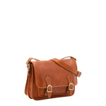 Borsa a tracolla da donna 100% vera pelle 5529-Cognac I Fratelli