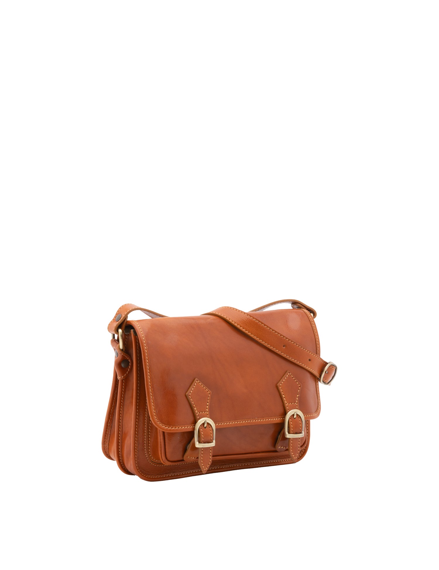Borsa a tracolla da donna 100% vera pelle 5529-Cognac I Fratelli