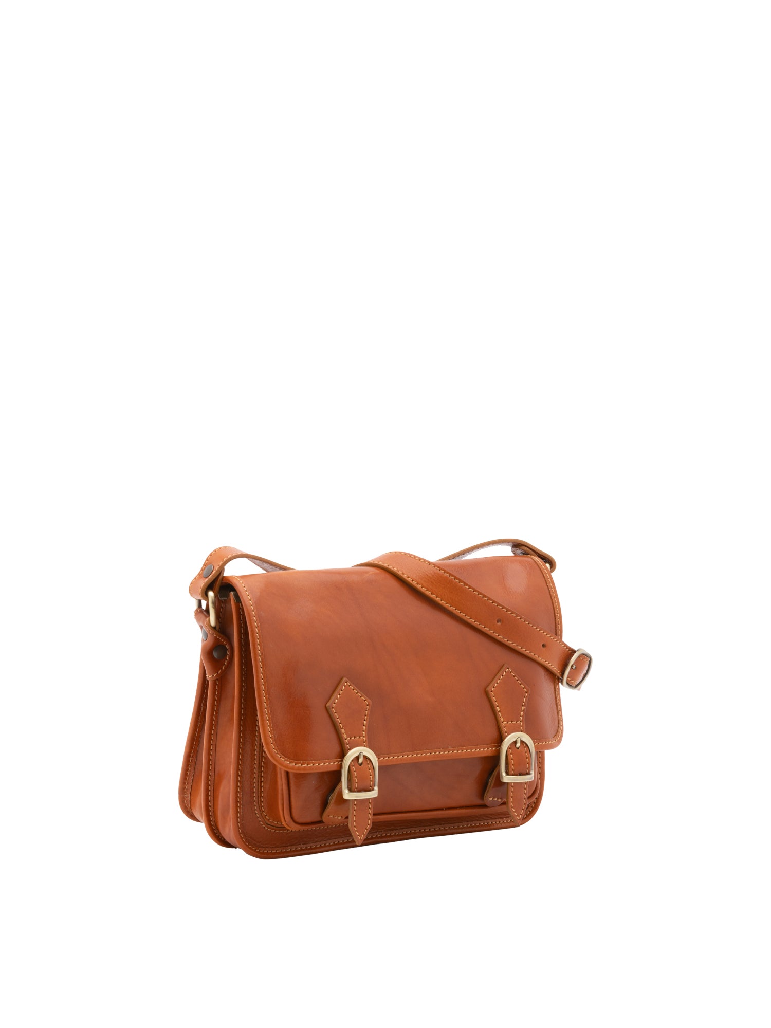 Borsa a tracolla da donna 100% vera pelle 5529-Cognac I Fratelli