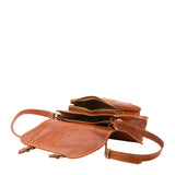 Borsa a tracolla da donna 100% vera pelle 5529-Cognac I Fratelli