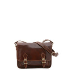 Borsa a tracolla da donna 100% vera pelle 5529-Marrone I Fratelli