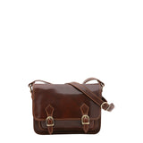 Borsa a tracolla da donna 100% vera pelle 5529-Marrone I Fratelli