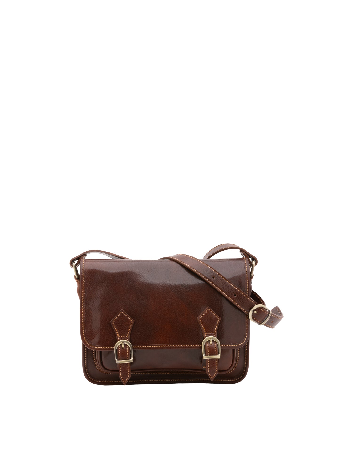Borsa a tracolla da donna 100% vera pelle 5529-Marrone I Fratelli