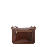 Borsa a tracolla da donna 100% vera pelle 5529-Marrone I Fratelli