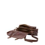 Borsa a tracolla da donna 100% vera pelle 5529-Marrone I Fratelli