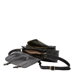 Borsa a tracolla da donna 100% vera pelle 5529-Nero I Fratelli