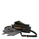 Borsa a tracolla da donna 100% vera pelle 5529-Nero I Fratelli