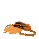 Borsa a tracolla da donna 100% vera pelle 5529-Senape I Fratelli