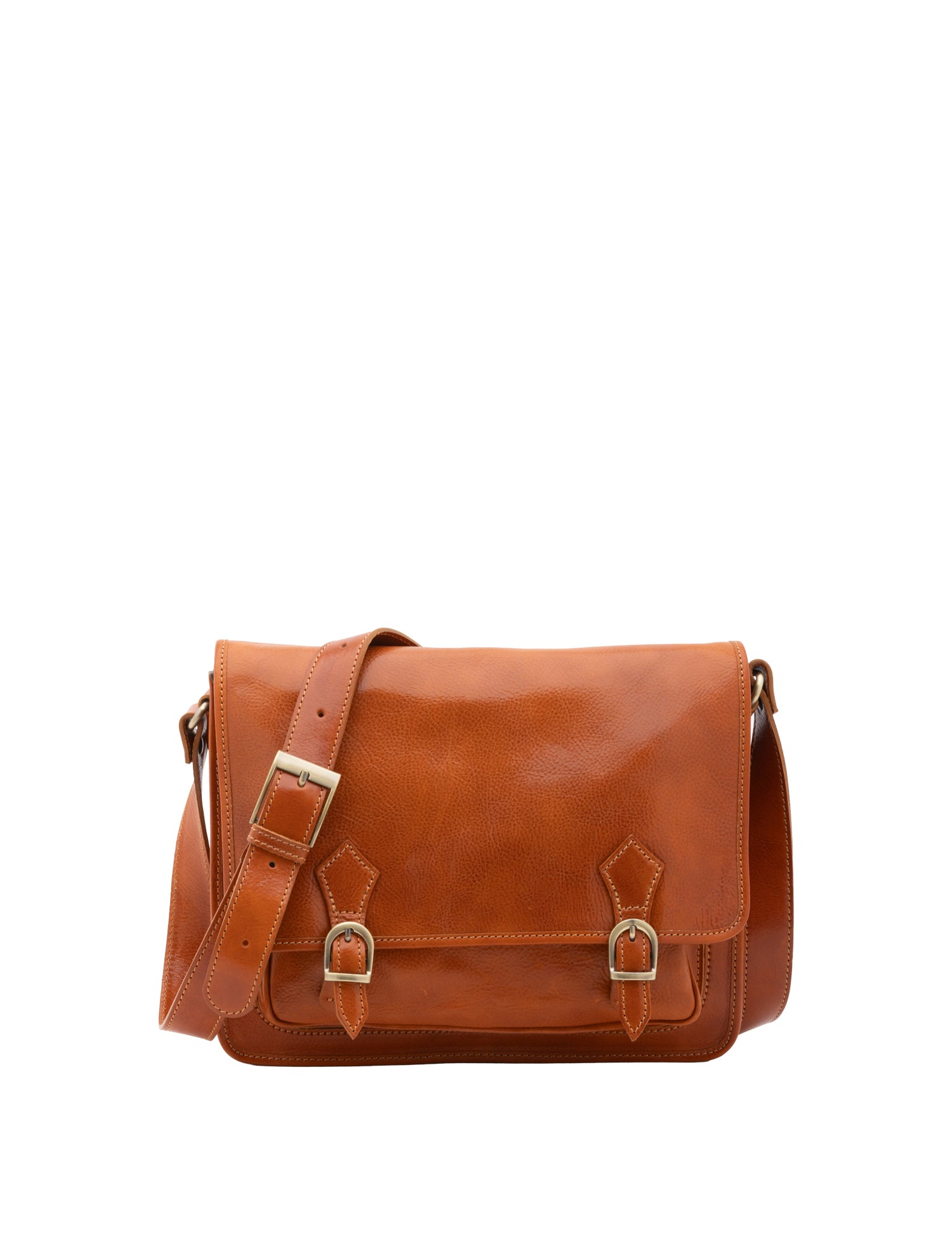 Borsa a tracolla da donna 100% pelle 5530-Cognac I Fratelli