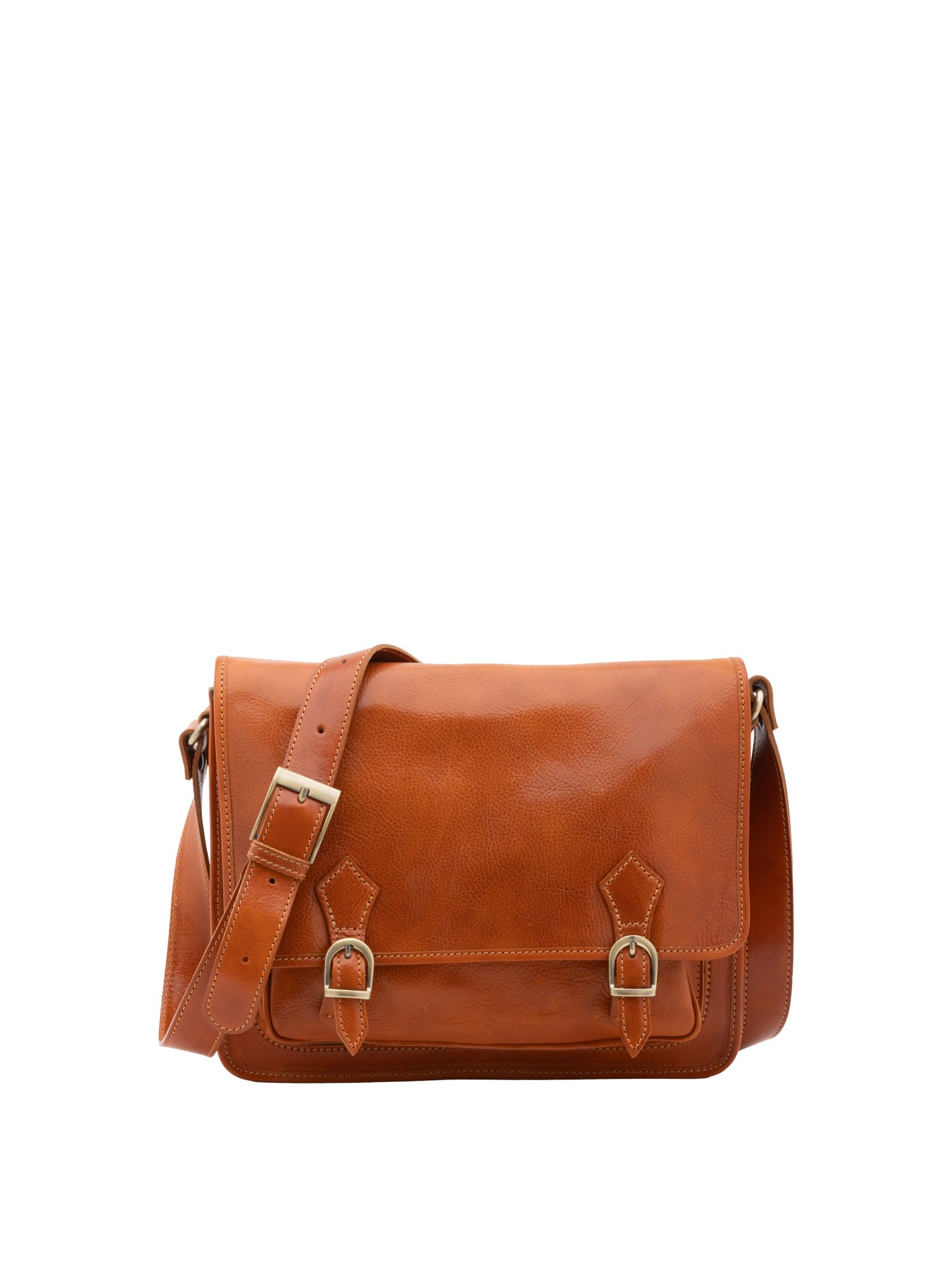 Borsa a tracolla da donna 100% pelle 5530-Cognac I Fratelli