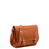 Borsa a tracolla da donna 100% pelle 5530-Cognac I Fratelli