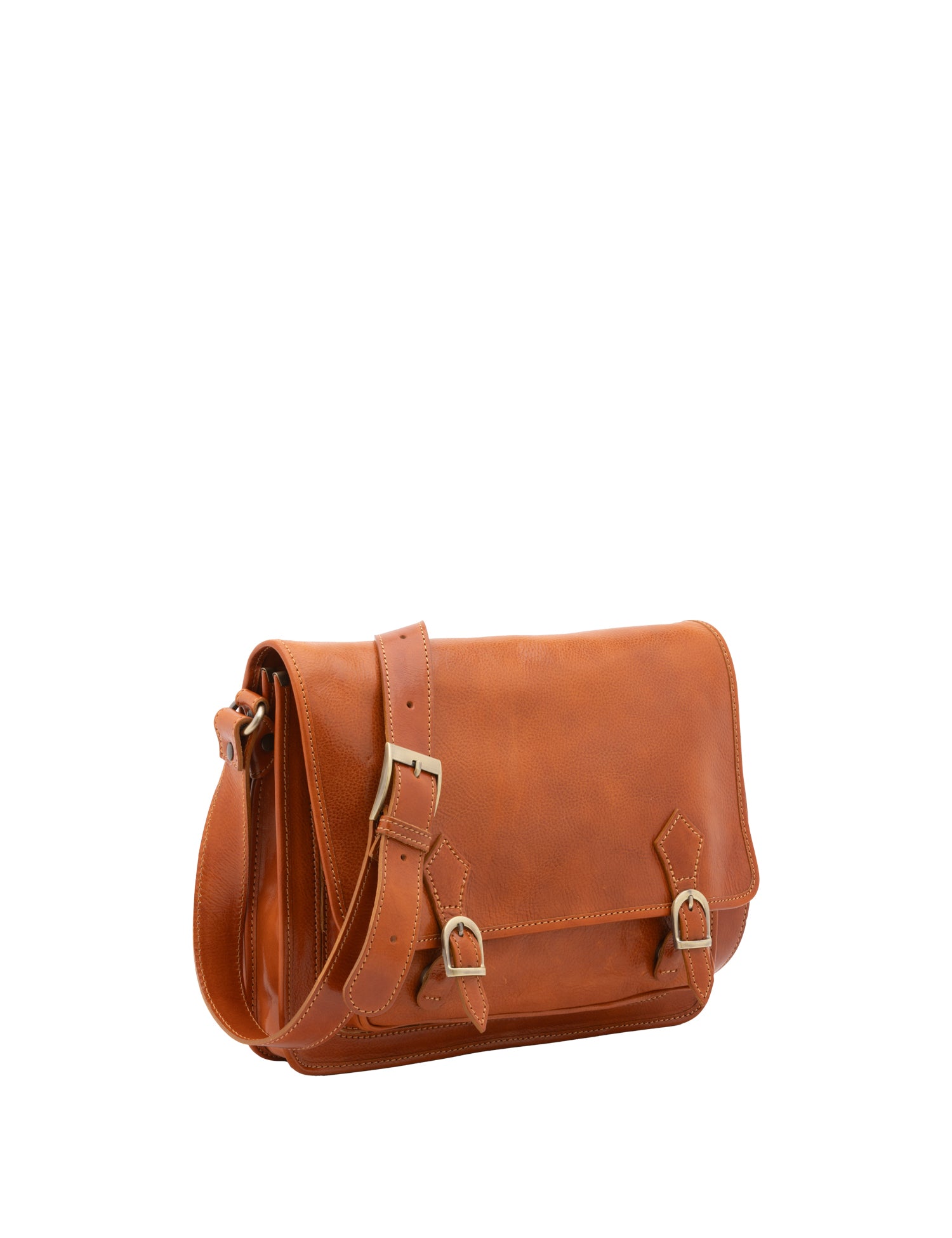 Borsa a tracolla da donna 100% pelle 5530-Cognac I Fratelli