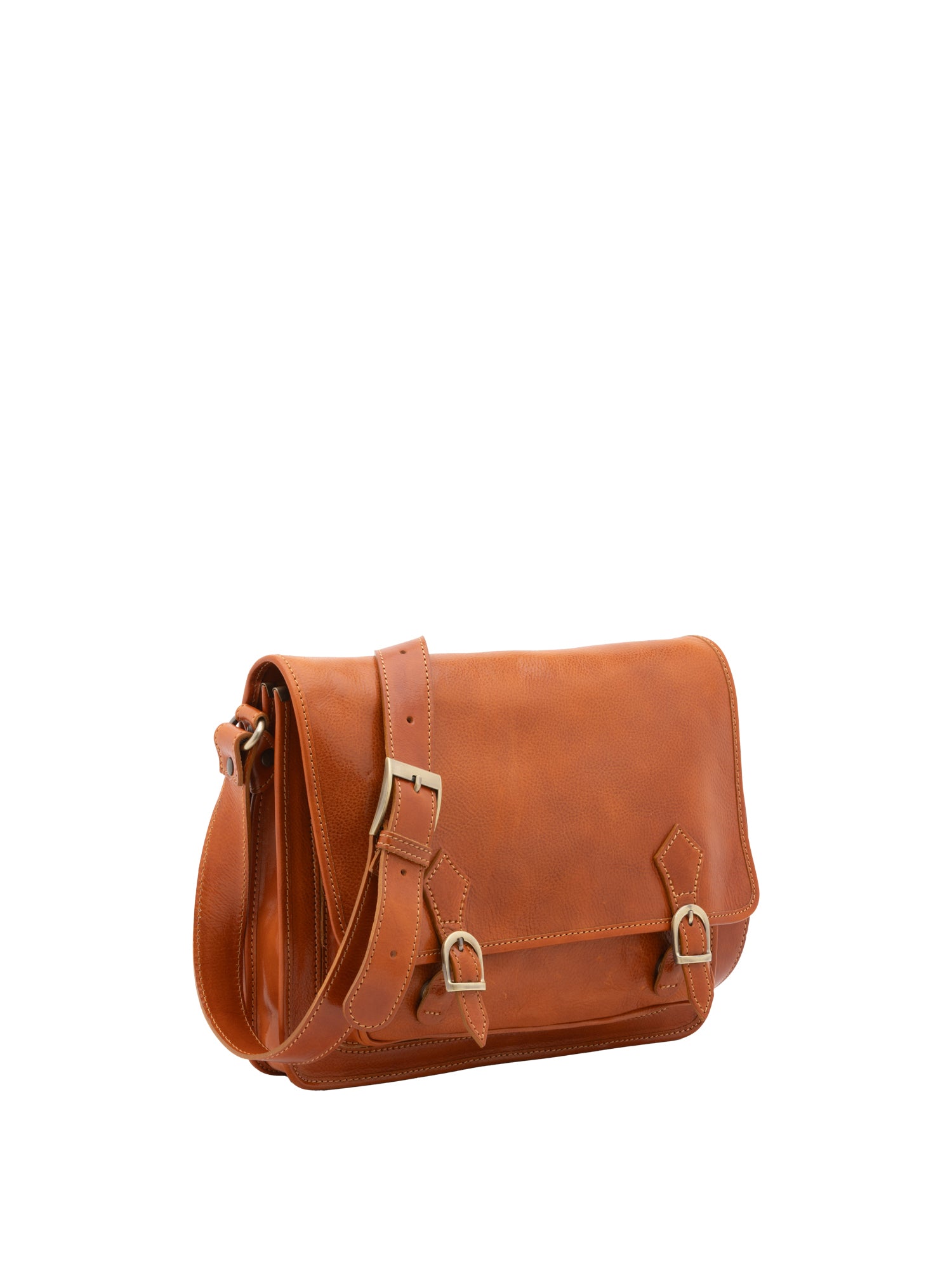Borsa a tracolla da donna 100% pelle 5530-Cognac I Fratelli