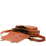 Borsa a tracolla da donna 100% pelle 5530-Cognac I Fratelli