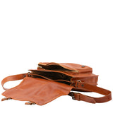 Borsa a tracolla da donna 100% pelle 5530-Cognac I Fratelli