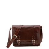 Borsa a tracolla da donna 100% pelle 5530-Marrone I Fratelli