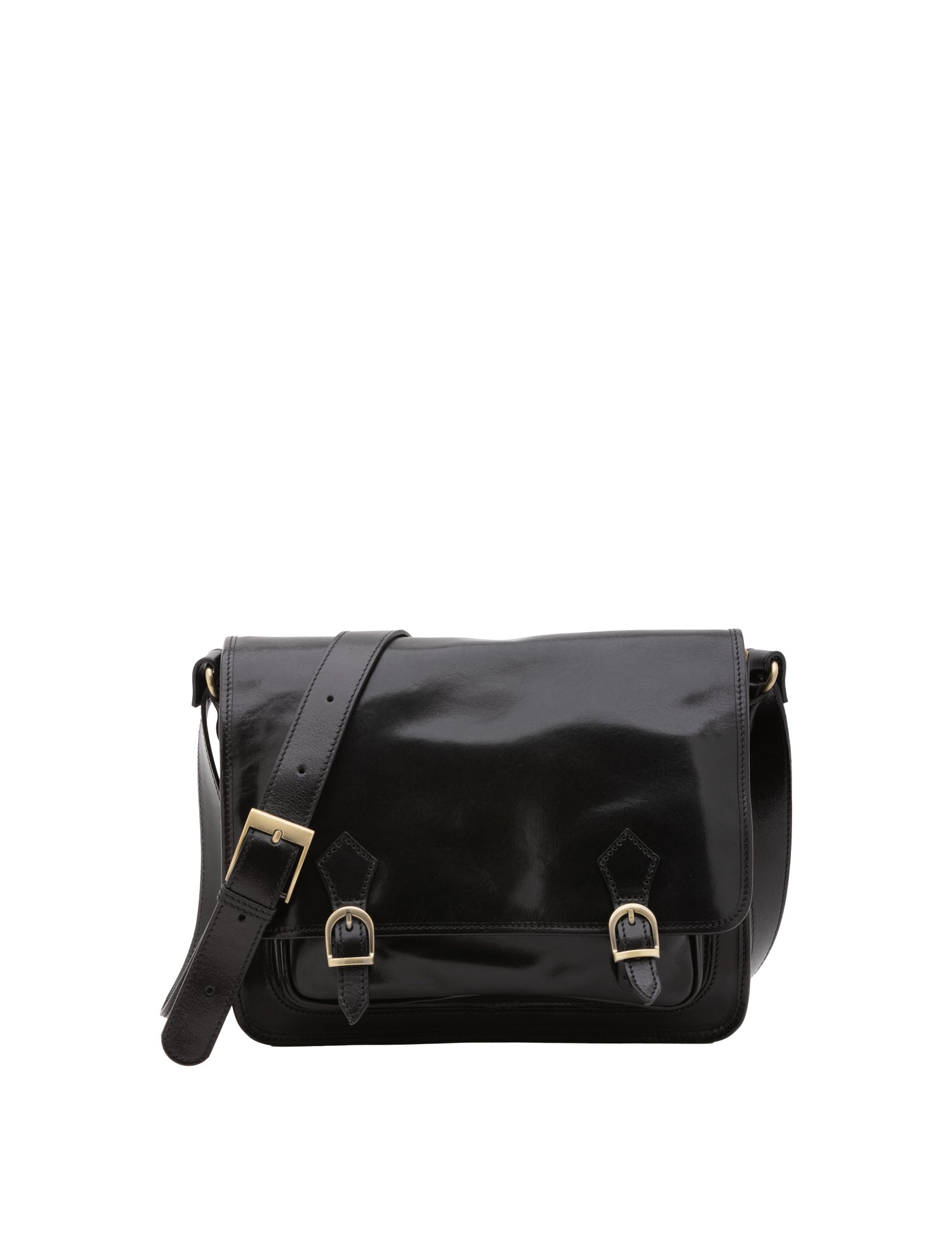 Borsa a tracolla da donna 100% pelle 5530-Nero I Fratelli