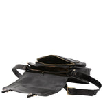 Borsa a tracolla da donna 100% pelle 5530-Nero I Fratelli