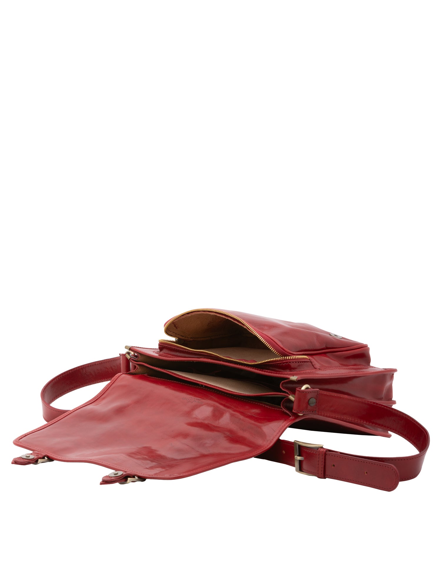 Borsa a tracolla da donna 100% pelle 5530-Rosso I Fratelli