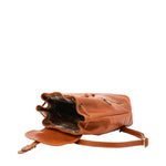 Borsa a spalla da donna 100% pelle artigianale 5533-Cognac I Fratelli