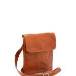 Borsa a tracolla da uomo in vera pelle Made in Italy 5535-Cognac I Fratelli