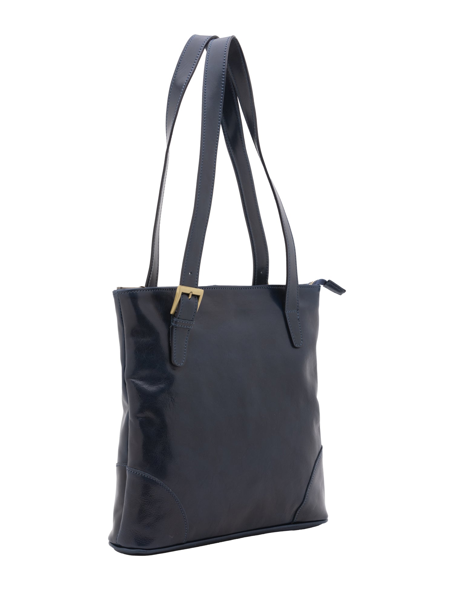 Borsa a spalla da donna 100% pelle 5536-Blu I Fratelli
