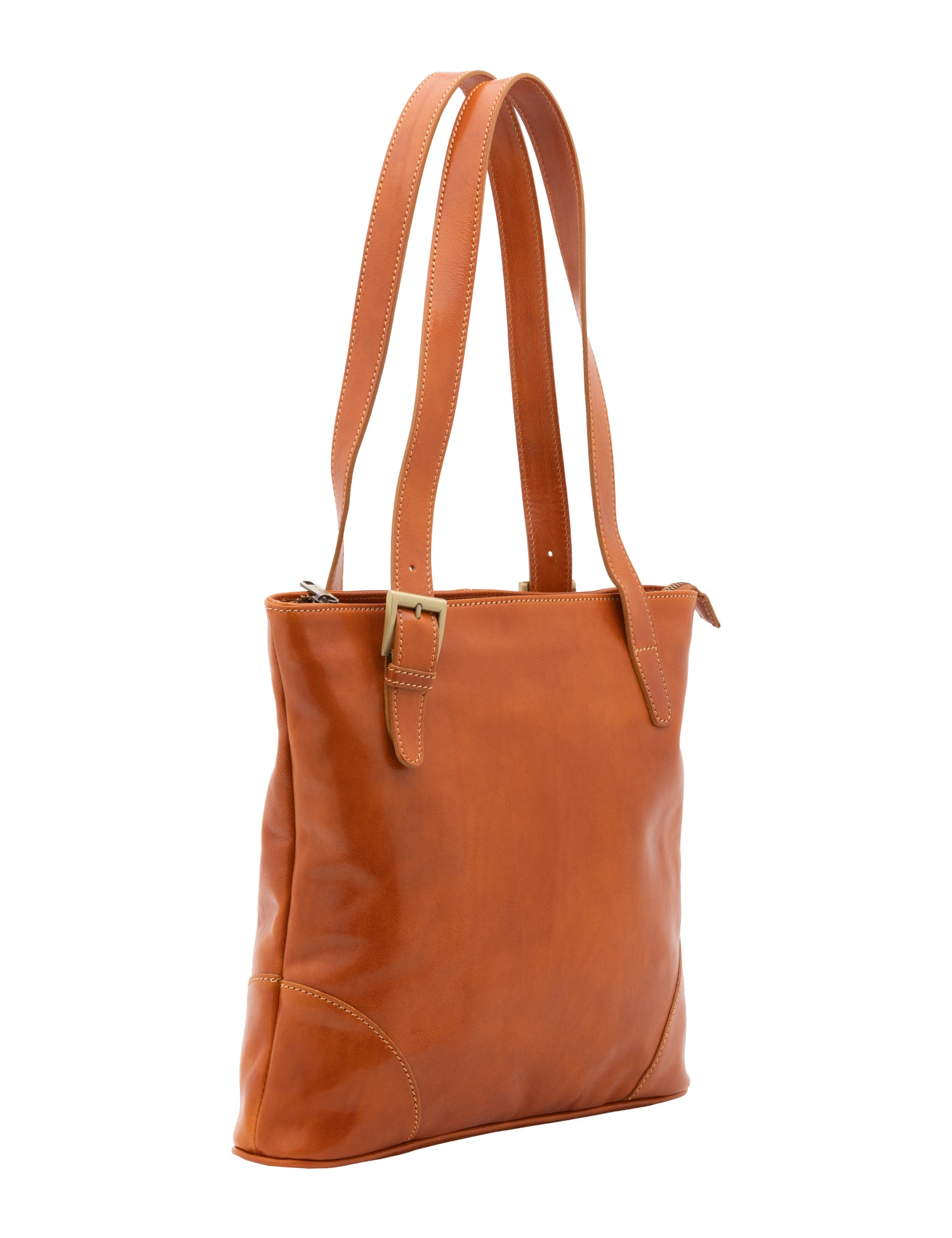 Borsa a spalla da donna 100% pelle 5536-Cognac I Fratelli