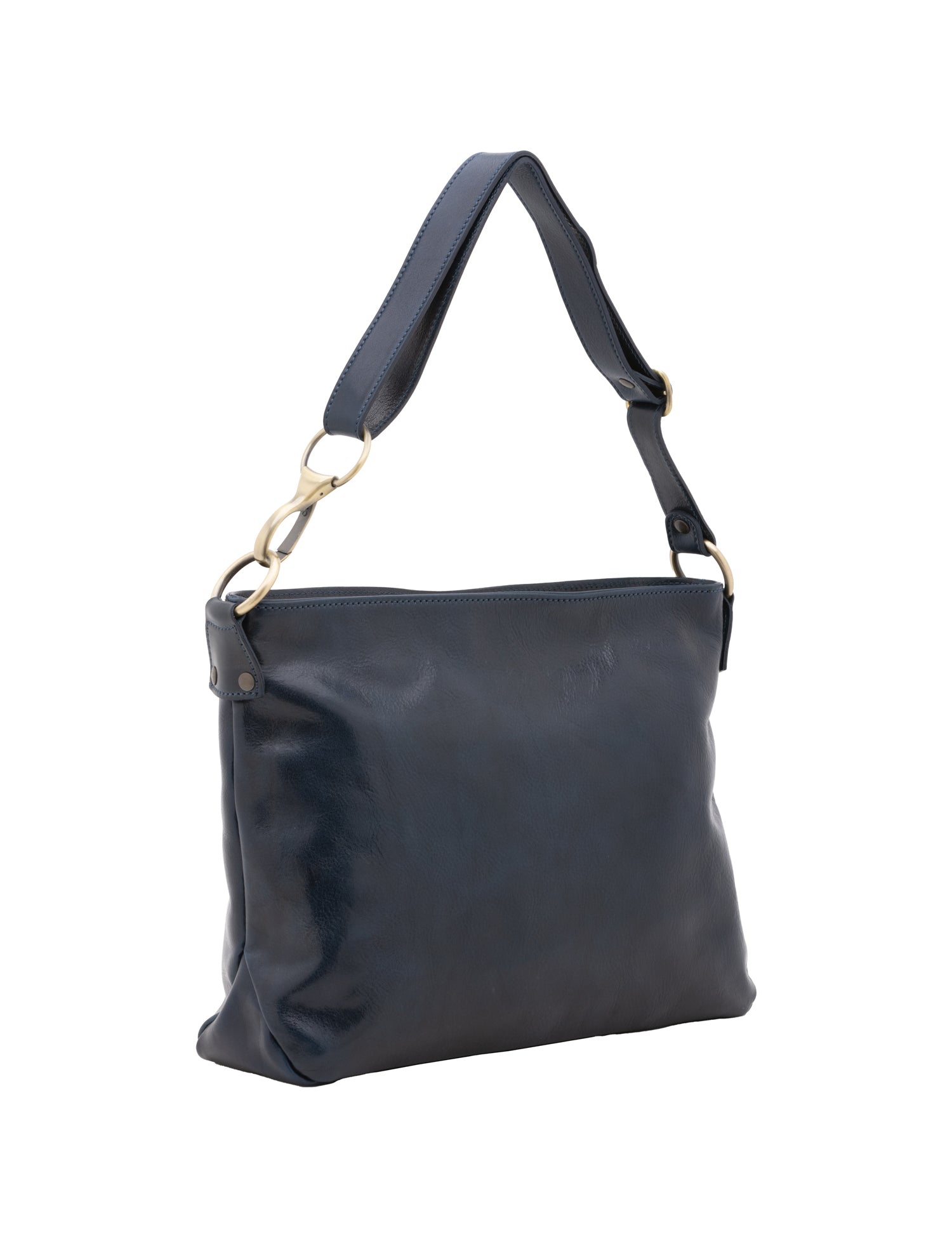 Borsa a spalla da donna 100% pelle 5540-Blu I Fratelli