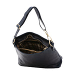 Borsa a spalla da donna 100% pelle 5540-Blu I Fratelli