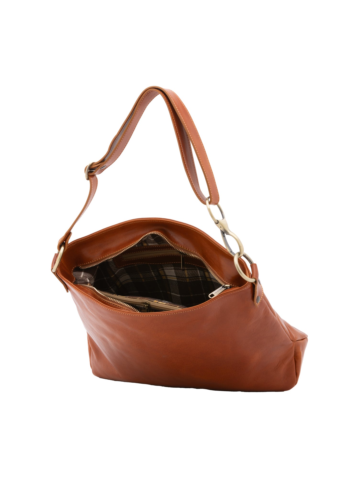 Borsa a spalla da donna 100% pelle 5540-Cognac I Fratelli