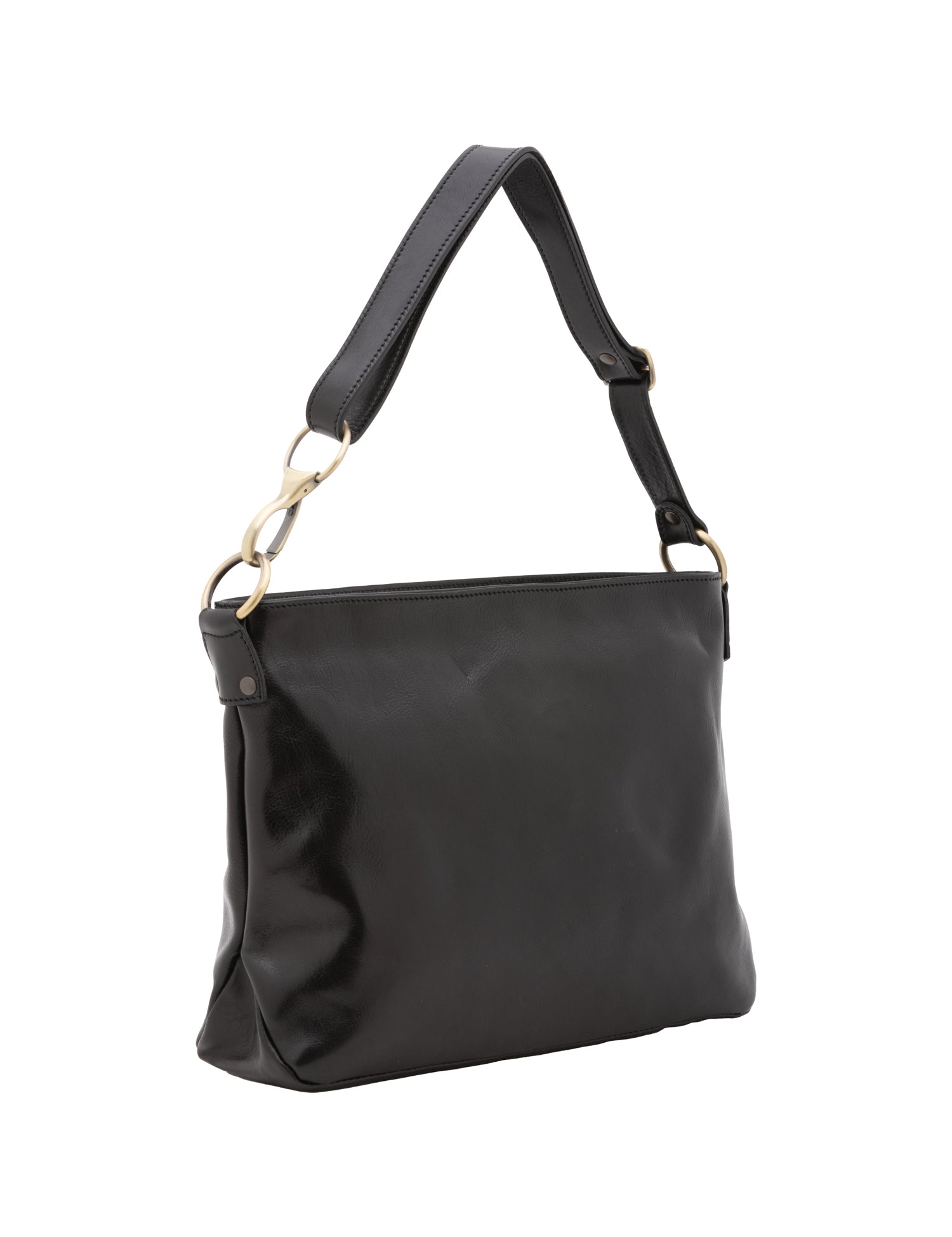 Borsa a spalla da donna 100% pelle 5540-Nero I Fratelli
