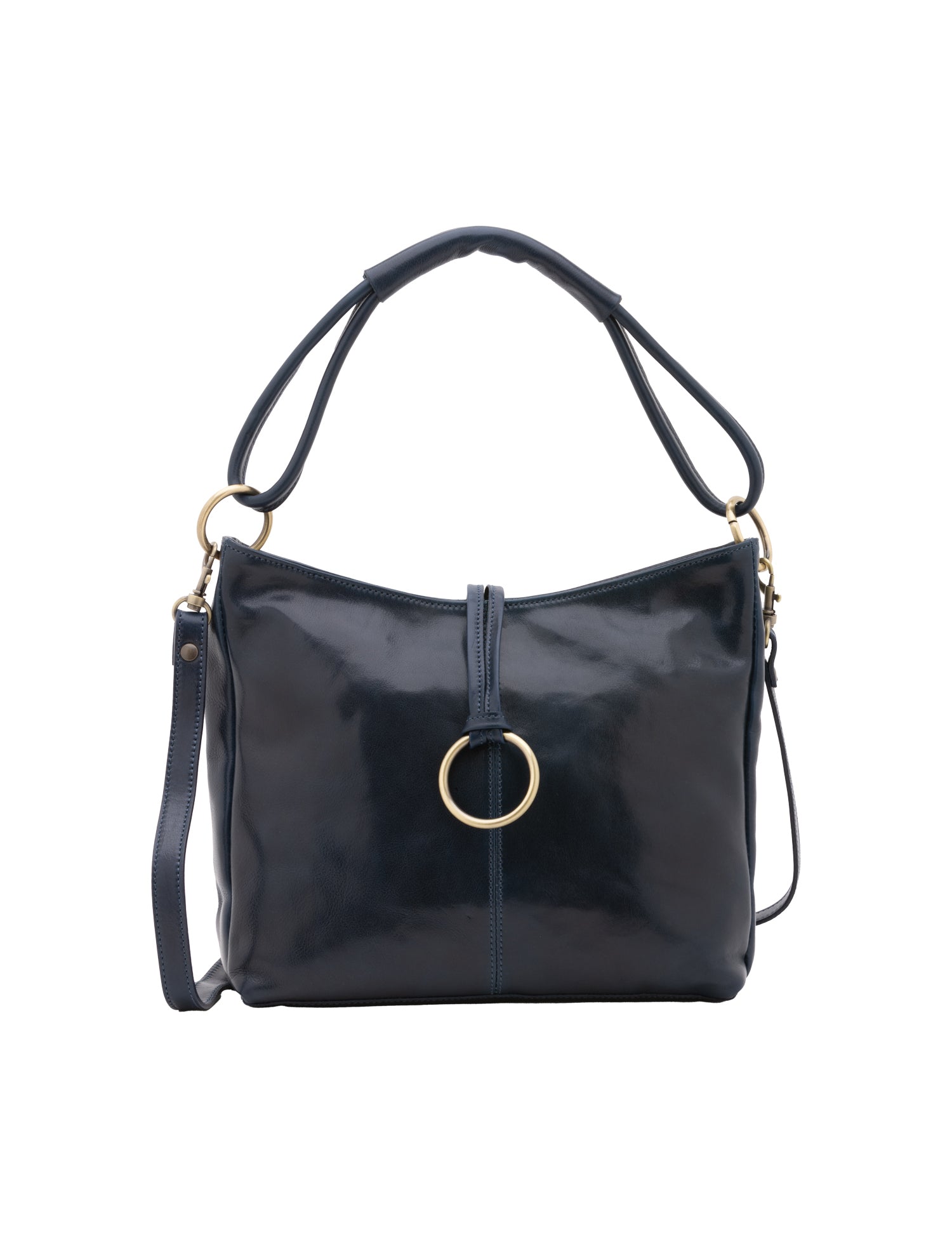 Borsa a spalla da donna 100% pelle 5541-Blu I Fratelli