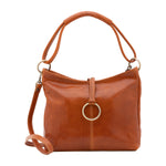 Borsa a spalla da donna 100% pelle 5541-Cognac I Fratelli